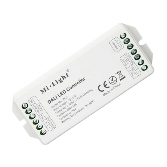 DL1 DALI LED Dimmer Controller Single Channel Max 12A Dimming Signal/Push Dimming for Strip Light DC12V-24V