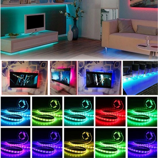 USB DC5V SMD5050 RGB LED White Tape TV Background Strip Light with Remote Controller Non-waterproof