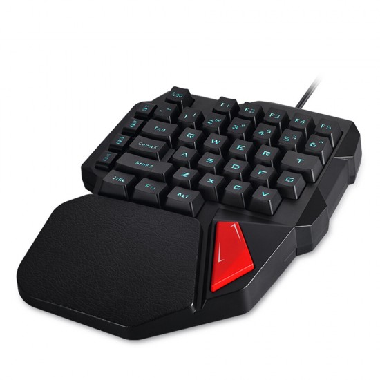 K108 38 Keys Wired Keyboard 3 Color LED Backlit Ergonomic One-Handed Hand Gaming Keyboard for PC Laptop