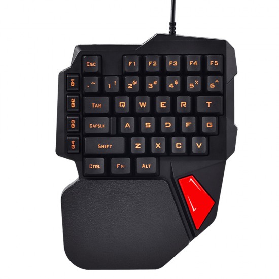 K108 38 Keys Wired Keyboard 3 Color LED Backlit Ergonomic One-Handed Hand Gaming Keyboard for PC Laptop