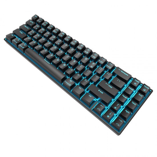 RK71 71 Keys Mechanical Gaming Keyboard bluetooth3.0 Wireless USB Wired Dual Mode ICE Blue LED Backlight Gaming Keyboard