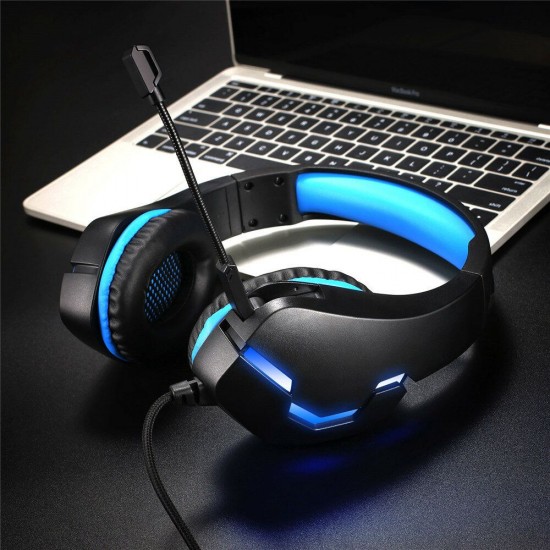 J10 Gaming Headset 3.5mm+USB 40mm Drive Wired Stereo RGB Game Headphone with Mic LED Light for Computer PC Gamer