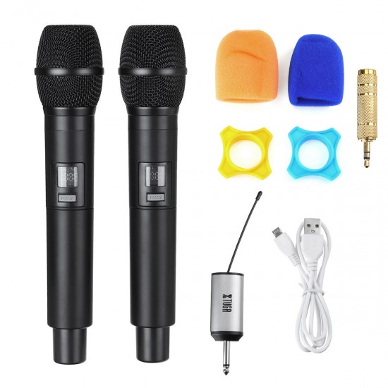 UW-01 UHF Wireless Microphone System Handheld LED Mic with Receiver