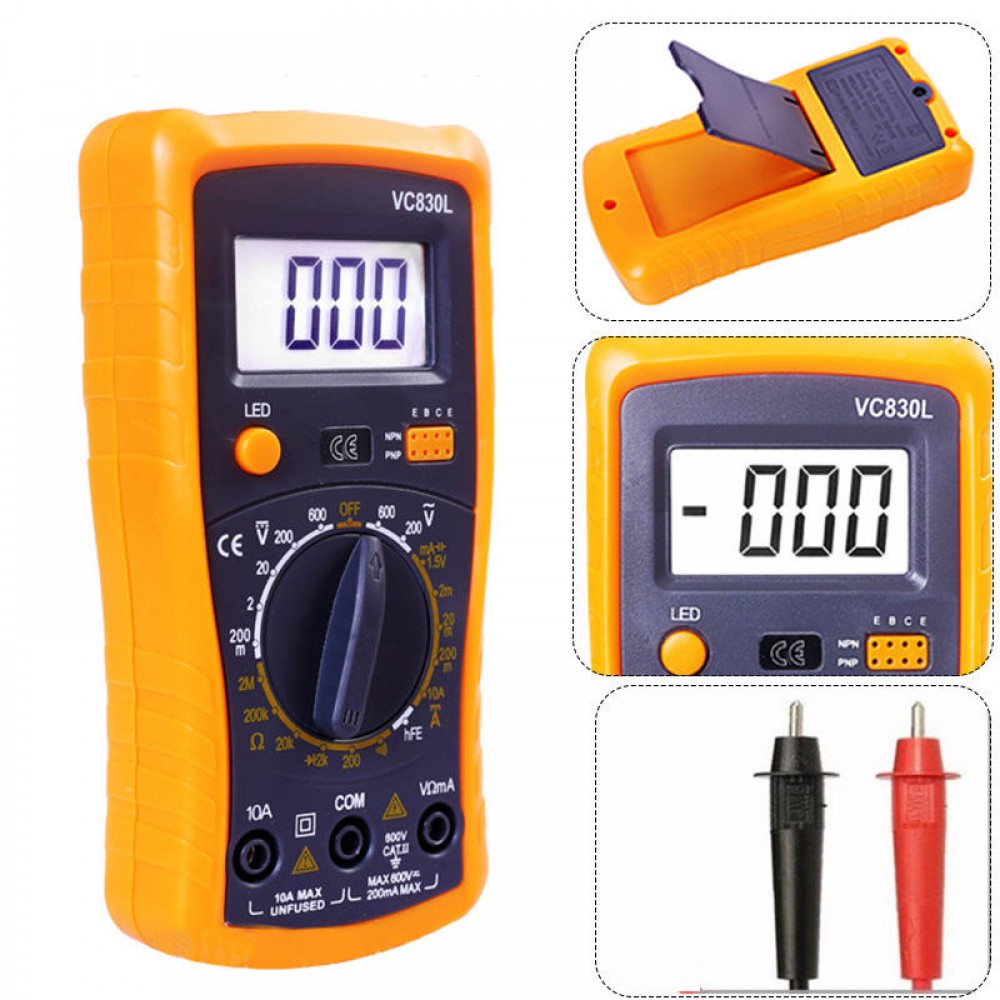 A830L Digital LCD Multimeter Voltmeter Ammeter AC DC OHM Circuit Buzzer ...