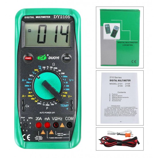 DY2105 Multifunction Digital Multimeter Professional Multimetro Transistor Capacitor Temperature And Frequency Measurement