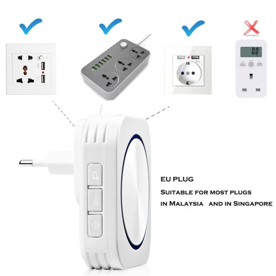 M688 Self-powered Wireless DoorBell Door Bell Ring Chime Call Night Light No Battery Waterproof 150M White