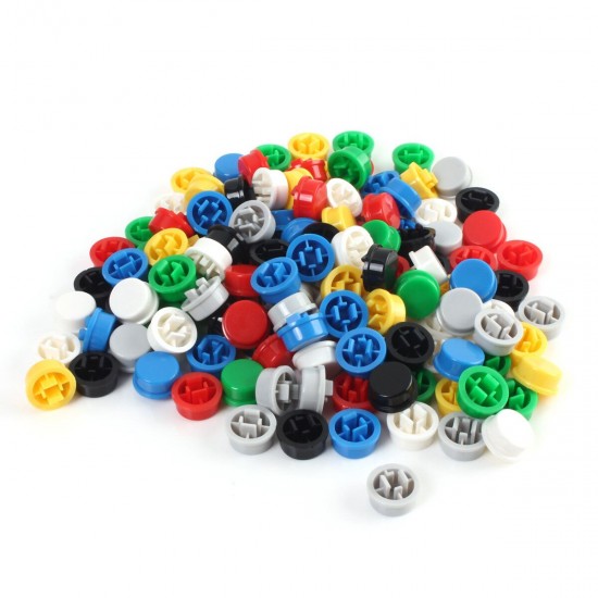 140pcs Round Mixed Color Tactile Button Cap Kit For 12x12x7.3mm Tact Switches