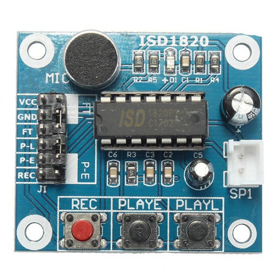 5pcs ISD1820 3-5V Recording Voice Module Recording And Playback Module Control Loop Play / Jog Play / Single Play Function With Microphone And 0.5W 8R Speaker for Arduino - products that wo