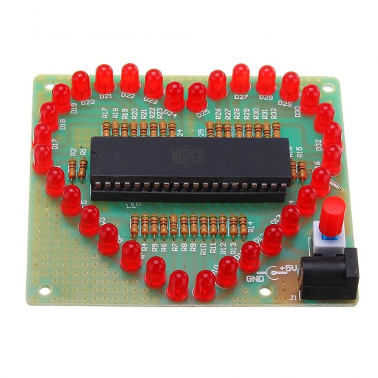 Assembled 51 MCU Heart-shaped Light Water LED Flashing Light Electronic Board No Shell