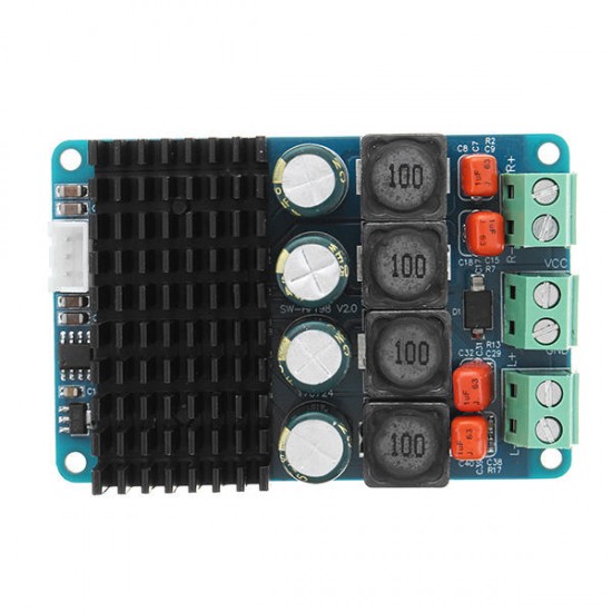 TPA3116 PBTL DC 11-26V Dual Channel 2x100W Digital Power Amplifier Board 2 Chips Stereo High Power Amplifier Board Audio Input 2.54mm 3 Pins Socket