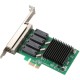 TXA066 RTL8111H-T4 4 RJ45 Ports 10/100/1000Mbps Gigabit Network Card PCI-E PCI Express Network Adapter with Realtek 8111H