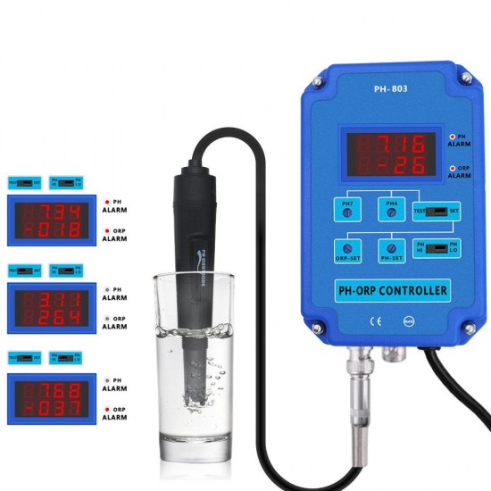 2 in 1 Digital PH ORP Redox Controller Monitor Water Quality Monitor Tester BNC Type Probe Replaceable Electrode