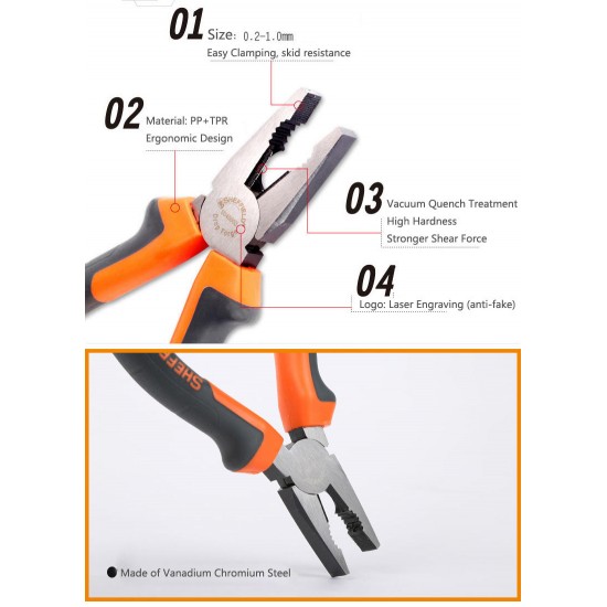 S045001 6 Inch Multifunctional Wire Cutting Plier Flat Nose Pliers Electrician Hand Tools