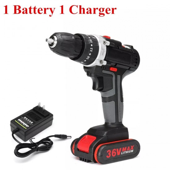 36V 5200mAh Lithium Cordless Electric Screwdriver Power Drill Driver W/ 1 or 2 Battery