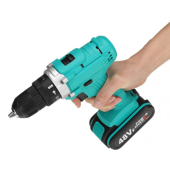 48V 3/8'' Chuck Powered Electric Drill LED Light Cordless Screwdriver W/ 1/2x Battery