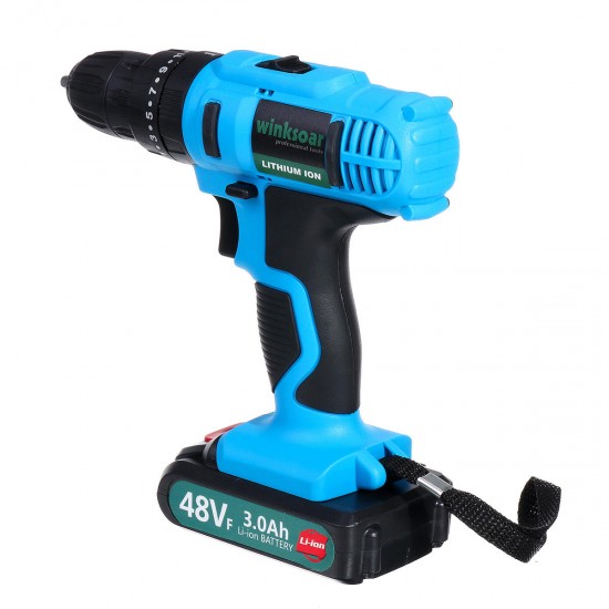 48VF 3000mAh Electric Impact Drill Rechargeable Power Screwdriver 25+1 Torque W/ 1 or 2 Li-ion Battery