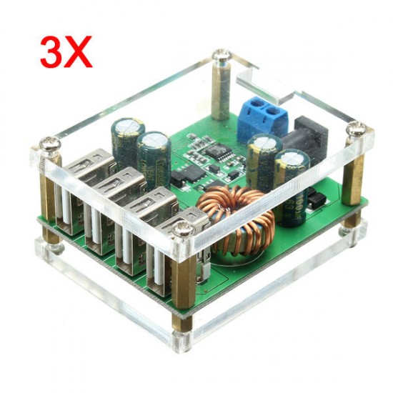 3Pcs DC-DC Step Down Module Large Power Regulator Converter With 4 USB Interface 7V-60V Input 5V/5A