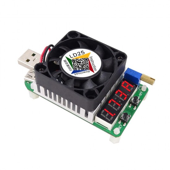 LD25 Electronic Load Resistor USB Interface Discharge Battery Test LED Display Fan Adjustable Current Voltage 25W