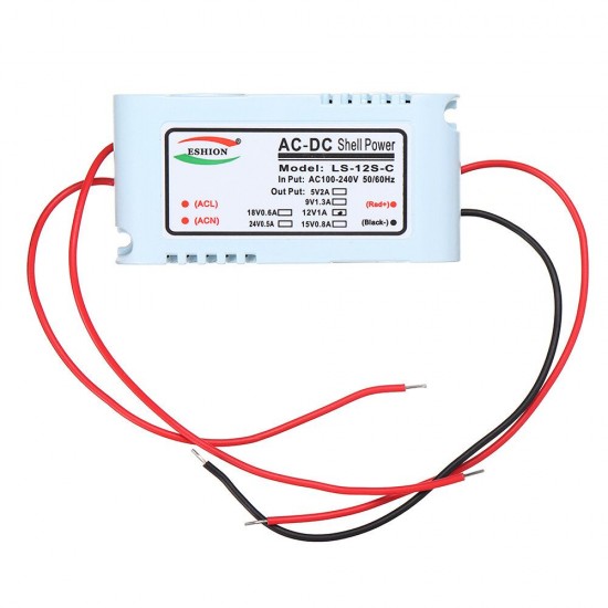 LS-12S Switching Power Supply Module 220V to 5V 9V 12V 24V 12W Monitoring LED Power Supply White Shell