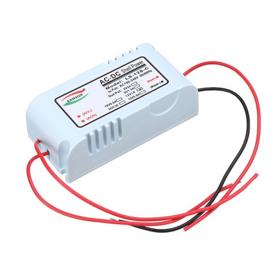 LS-12S Switching Power Supply Module 220V to 5V 9V 12V 24V 12W Monitoring LED Power Supply White Shell