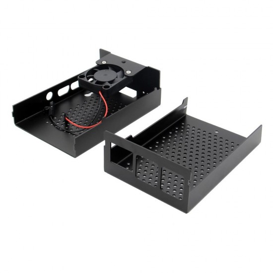 Black / Silver Aluminum Case Enclosure Shell With Cooling Fan For Raspberry Pi 4 Model B