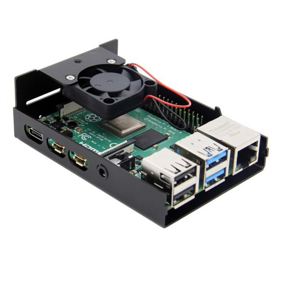 Black / Silver Aluminum Case Enclosure Shell With Cooling Fan For Raspberry Pi 4 Model B