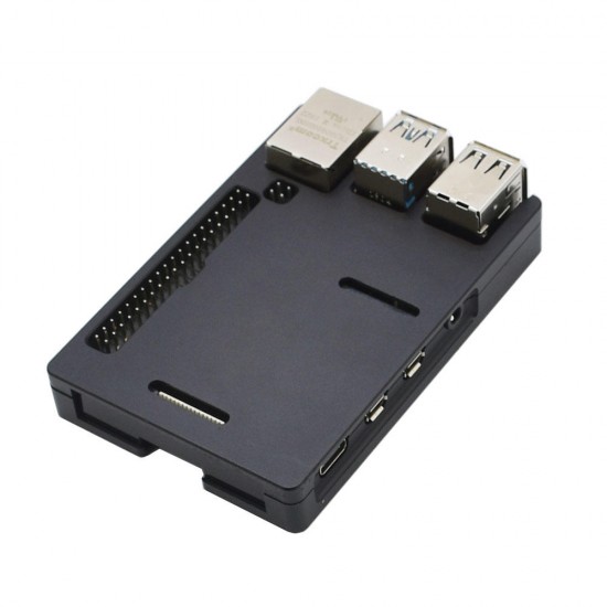 Black / Silver CNC Aluminum Alloy Thin Metal Box Protective Case For Raspberry Pi 4 Model B