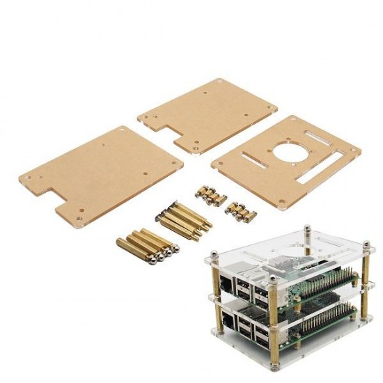 Double Layer Acrylic Case For Raspberry Pi 3 Model B 2B And B+ V35 Version With Screws