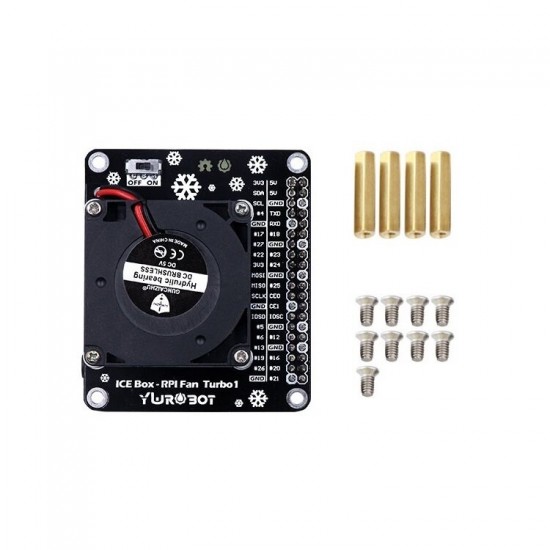 Raspberry Pi 4B Development Board Cooling Fan Suitable for RaspberryPi Fan with LED Ambient Light