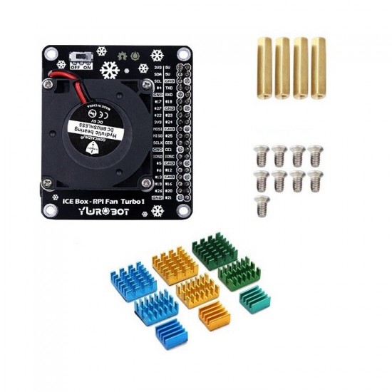 Raspberry Pi 4B Development Board Cooling Fan Suitable for RaspberryPi Fan with LED Ambient Light