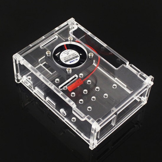 Transparent Acrylic Case with Cooling Fan for Install 3.5-inch Display Panel Suit Raspberry Pi 4B