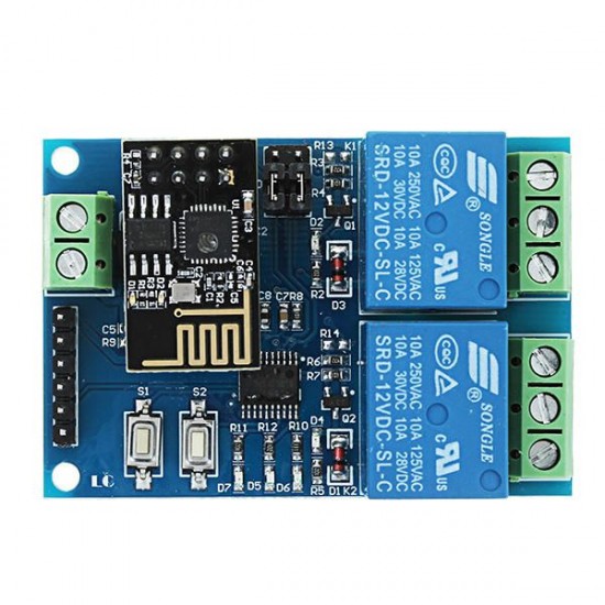 12V ESP8266 Dual WiFi Relay Module Internet Of Things Smart Home Mobile APP Remote Switch