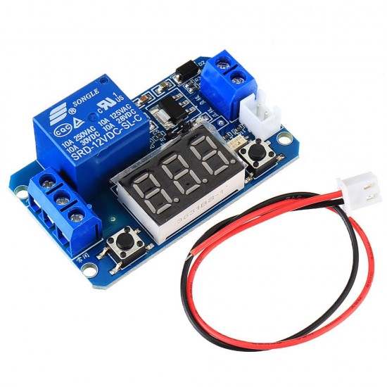 12V Trigger Time Delay Relay Module with LED Digital Display 0-999s 0-999min 0-999H Work-delay/Delay-work