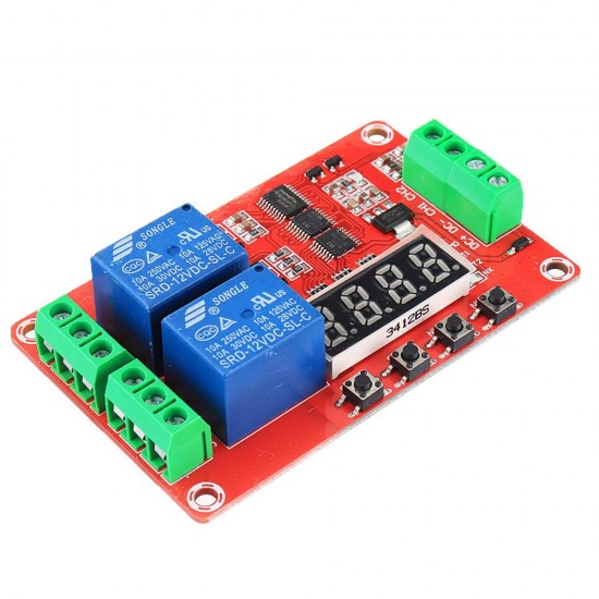 2 Channel Multi-function Relay Module Delay Self-lock CycleTiming Timer Relay 5V/12V/21V