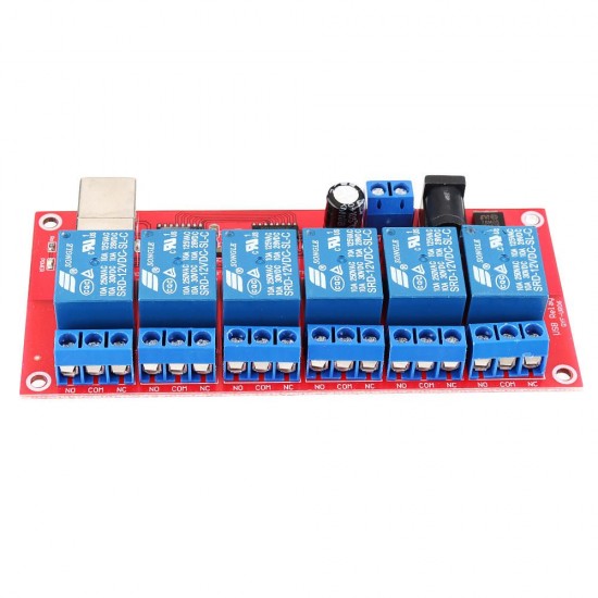 6 Channel 12V HID Driverless USB Relay USB Control Switch Computer Control Switch PC Intelligent Control Relay Module