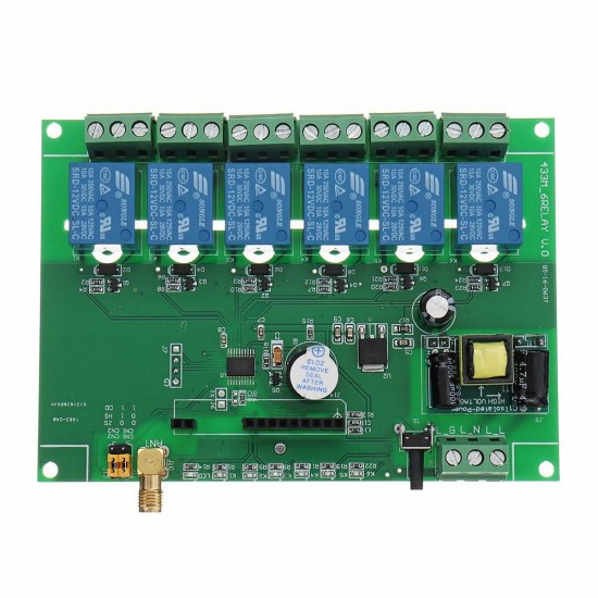 6 Channel DIY Receiver Relay Module Board With Wireless RF Remote Control Switch 110V-240V AC