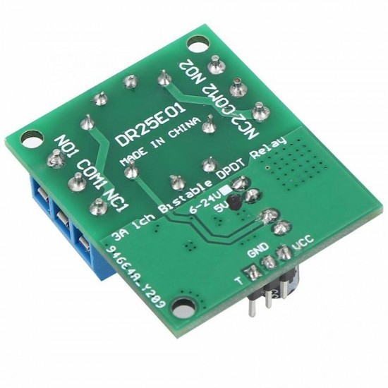 DR25E01 DC 5V 9V 12V 24V 3-5A Flip-Flop Latch DPDT Relay Module Bistable Self-locking Switch Low Pulse Trigger Board for Motor LED PLC