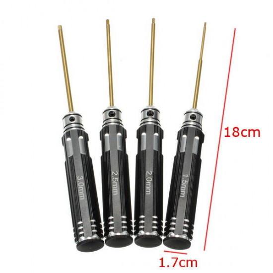 4Pcs Stainless Steel Hex Screwdriver Kit Screwdriver Set 1.5mm/2mm/2.5mm/3.0mm