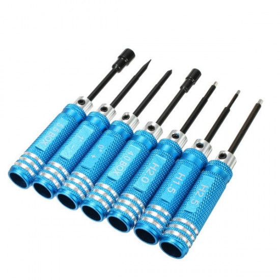 7PCS Black/Blue Stainless Steel Hex Screwdriver Screwdriver Kit Repairing Hand Tool