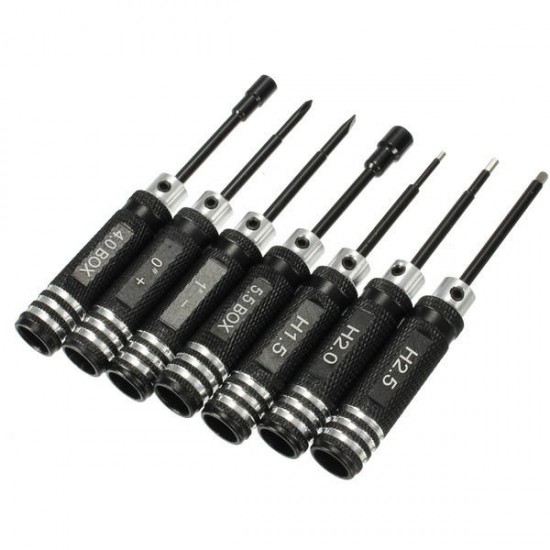 7PCS Black/Blue Stainless Steel Hex Screwdriver Screwdriver Kit Repairing Hand Tool