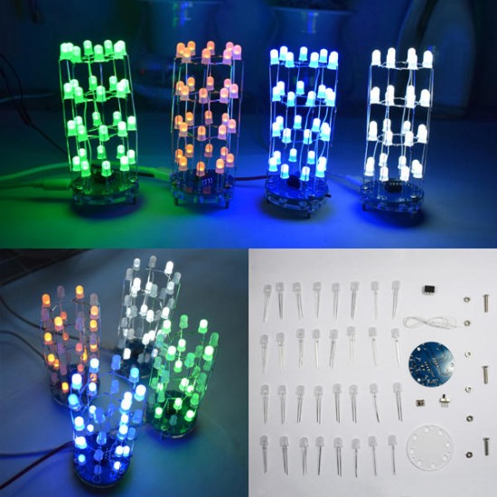 3Pcs DIY Blue Mini Star Flashing LED Cylinder Kit With 23 Flashing Mode