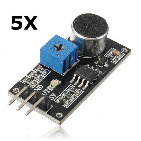 5Pcs Sound Detection Voice Sensor Module LM393 Chip Electret Microphone