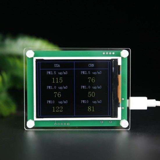 CO2 Carbon Dioxide + PM2.5 Detector Module Air Quality Gas Sensor Tester Detector with 2.8Inch TFT Display Monitoring Home Office Car Tools