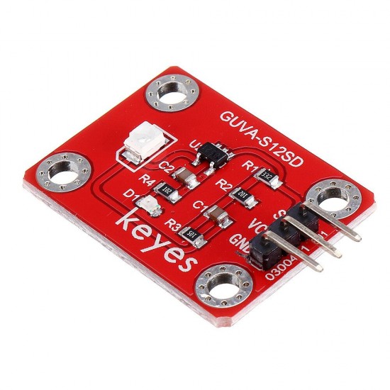 GUVA-S12SD 3528 Ultraviolet Sensor(Pad hole) with Pin Header Module Analog Signal 240-370nm