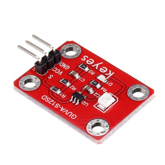 GUVA-S12SD 3528 Ultraviolet Sensor(Pad hole) with Pin Header Module Analog Signal 240-370nm