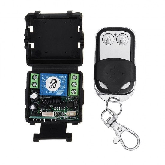 433MHz 12V Single Channel Learning Code Controller Access Control Remote Control Switch With 2 Button Transmitter