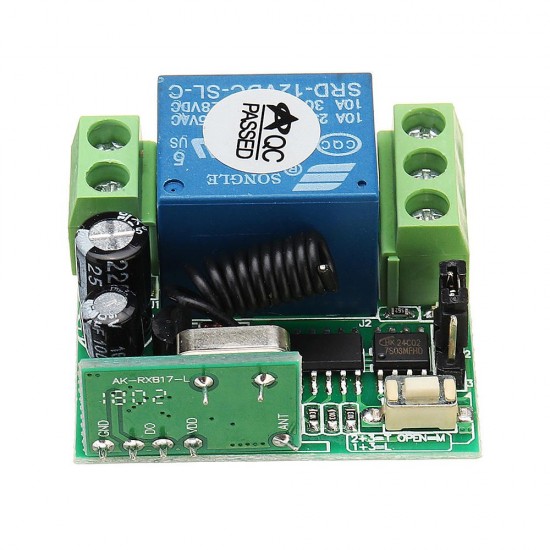 433MHz 12V Single Channel Learning Code Controller Access Control Remote Control Switch With 2 Button Transmitter