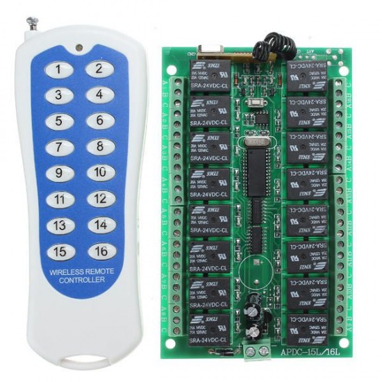 DC 24V 16CH Channel Wireless RF Remote Control Switch With Transmitter For Smart Home