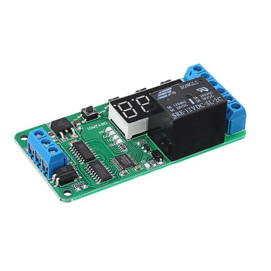 Dual Channel 12V 5A Digital Tube DPDT Multi-function Time Delay Relay Timer Switch Module