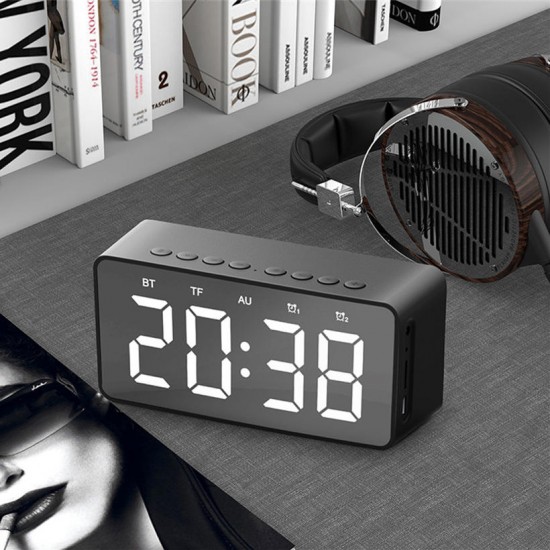 BT506 Wireless LED Display Mini Mirror Screen Alarm Clock bluetooth Speaker Music Player Loudspeaker